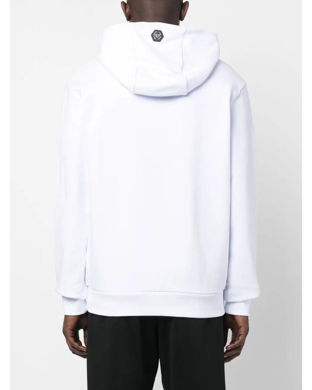Philipp Plein White Paisley Teddy Bear Hoodie for men