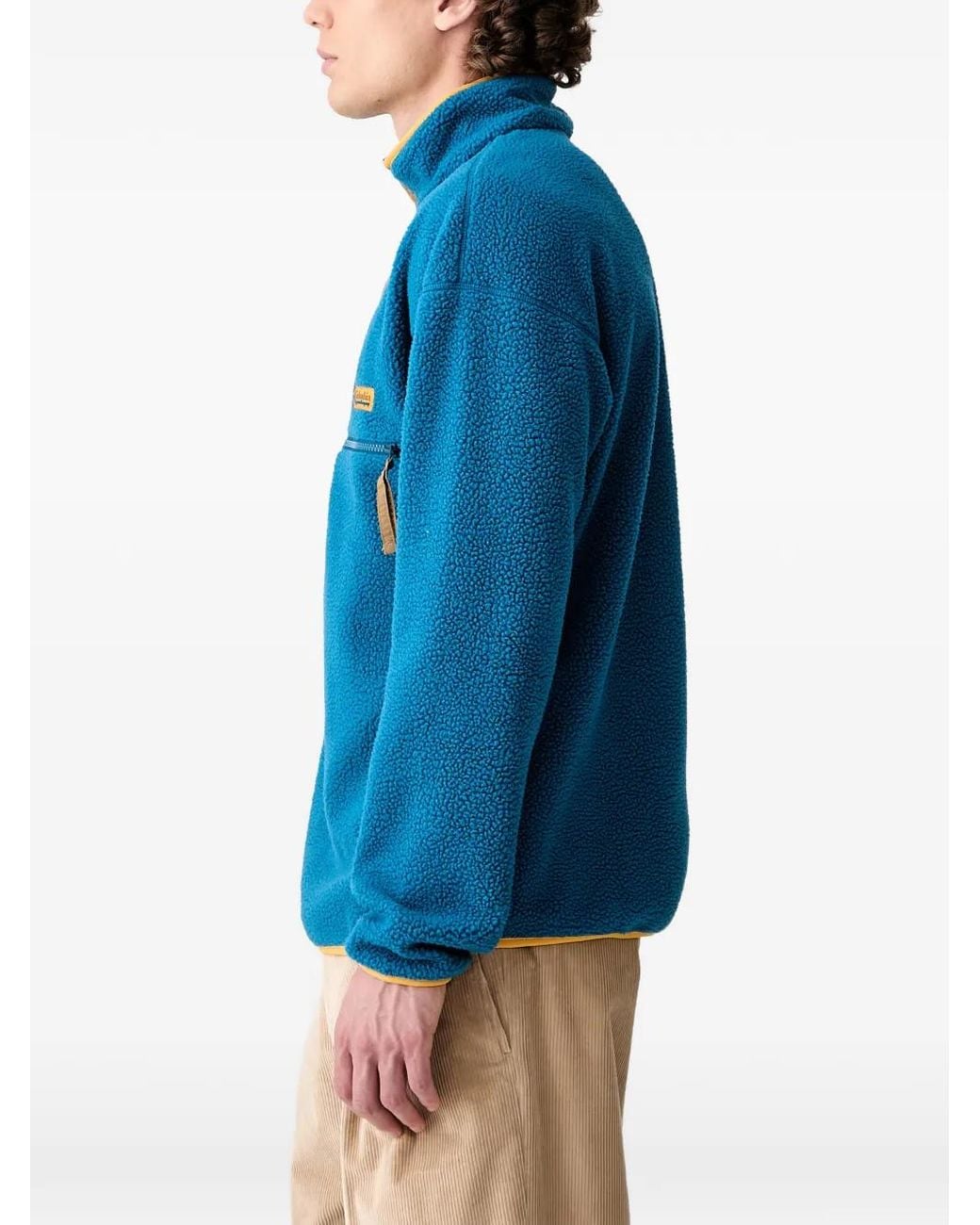 Columbia Blue Fleece-Texture Logo-Patch Sweater for men