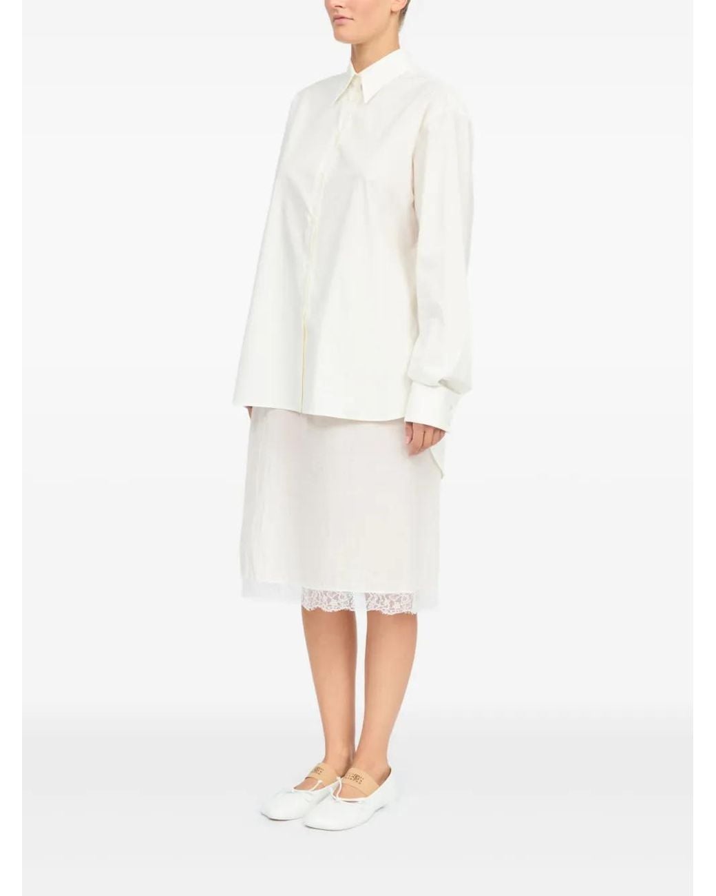 MM6 by Maison Margiela White Midi Shirt Dress