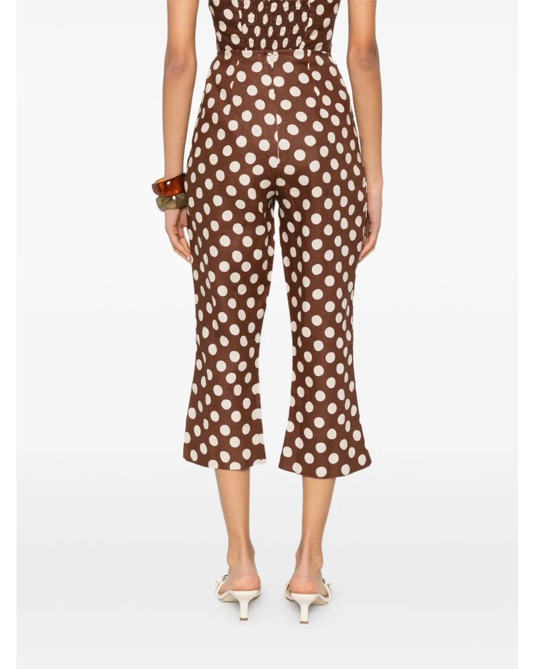 Faithfull The Brand White Valeria Polka-Dot Trousers