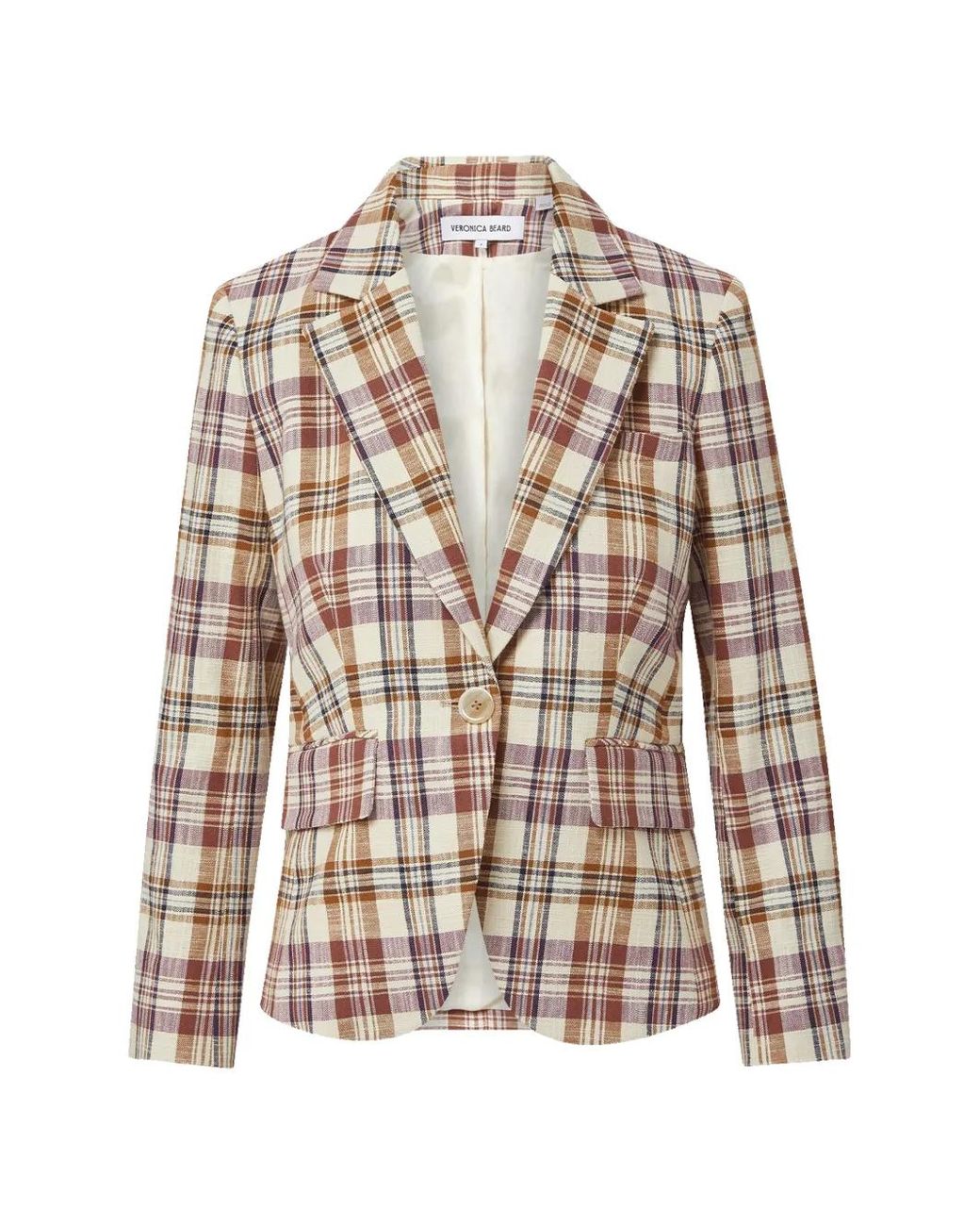 Veronica Beard White Tyra Plaid Dickey Blazer