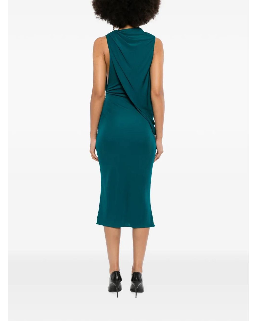 Tom Ford Green Crepe Jersey Asymmetric Draped Cocktail Dress