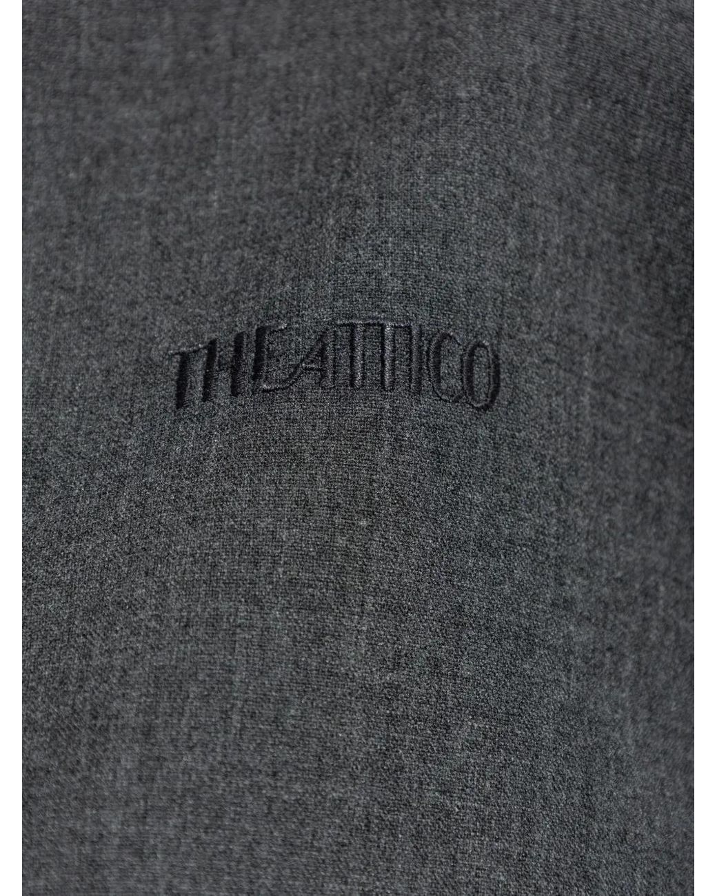 The Attico Black Banded-Cuff Collared Top