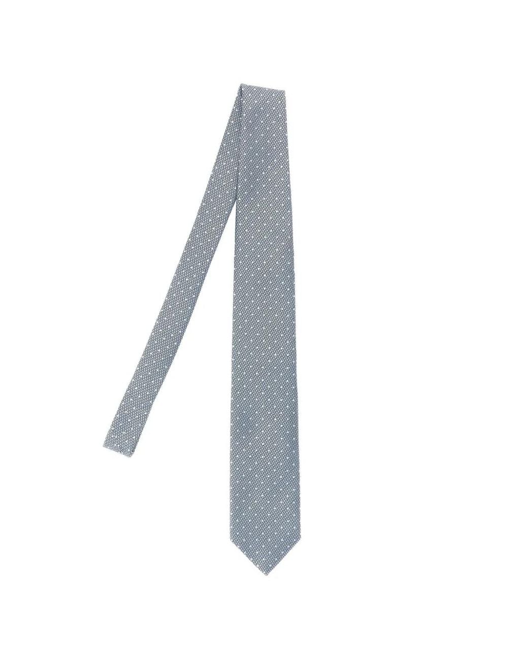 Tom Ford White Jacquard Polka-Dot Silk Tie for men