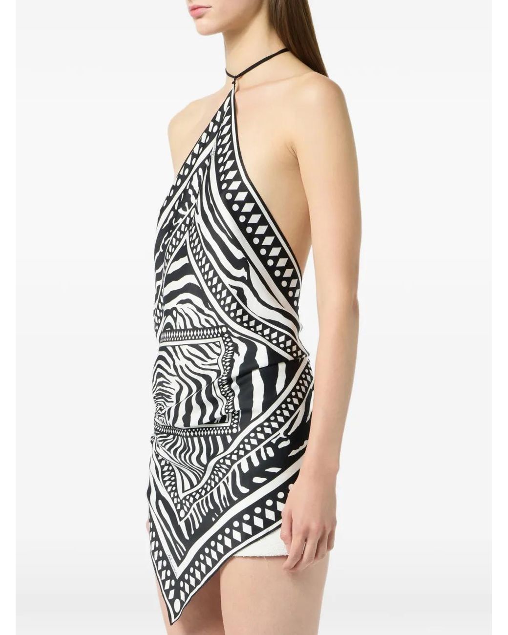 Blumarine White Zebra Foulard Print Top