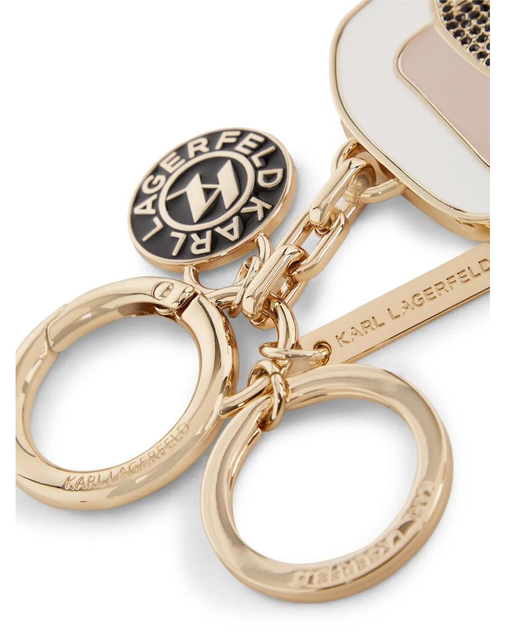 Karl Lagerfeld White Ikon Rhinestoned Keyring