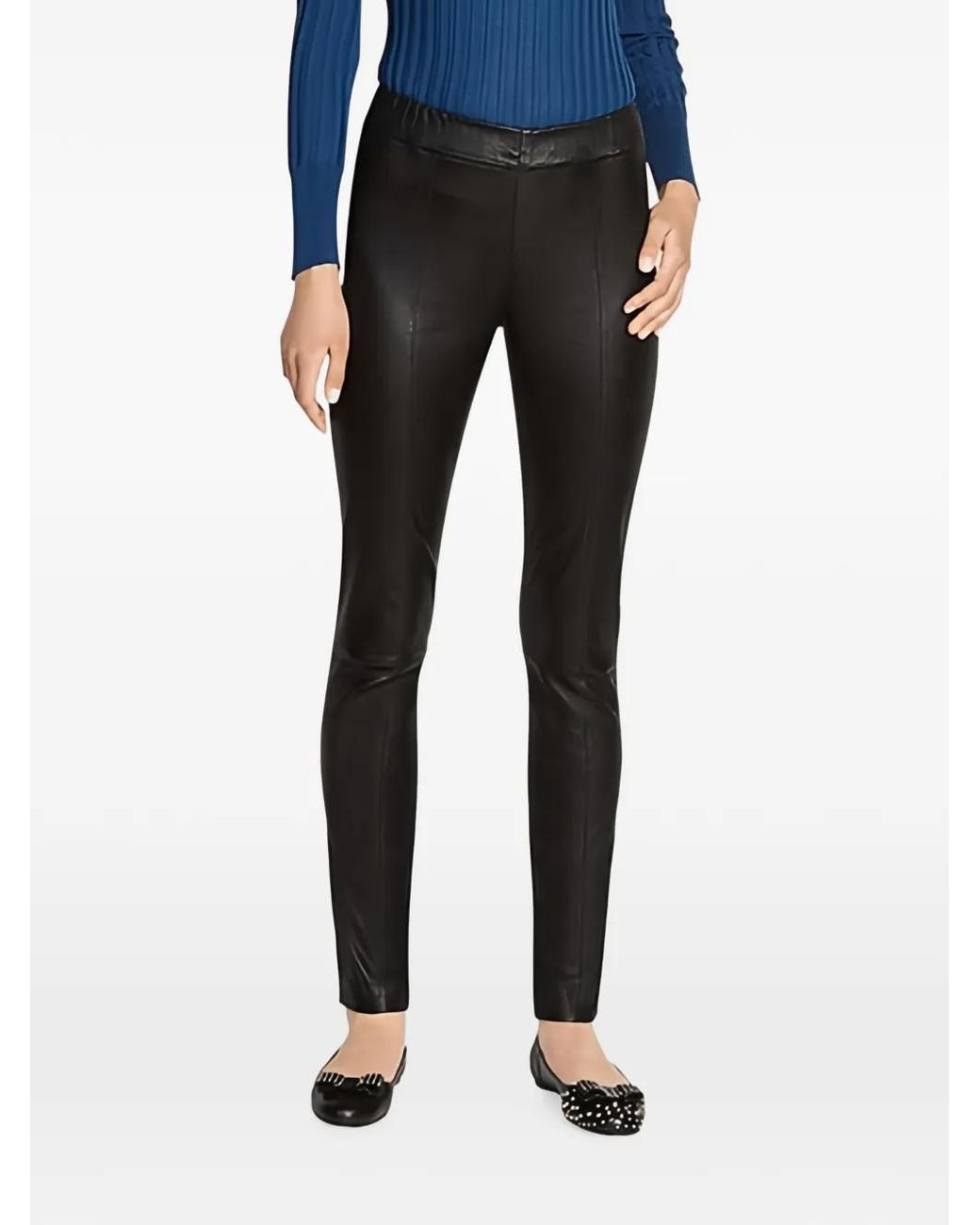 Ferragamo Black Seam-Detail Leather Trousers