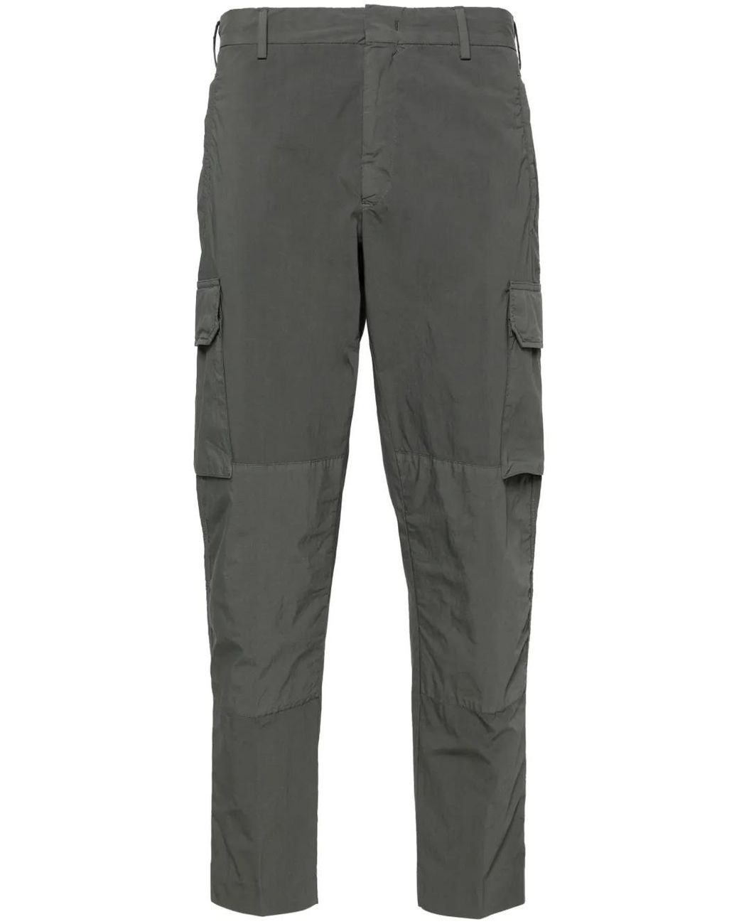 PT Torino Gray Slim-Cut Cargo Trousers for men