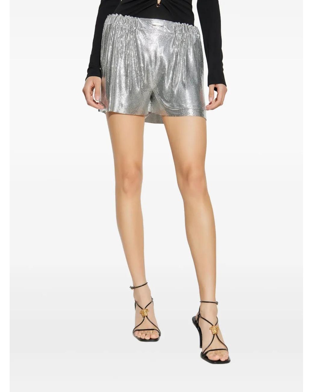 Versace Gray Sequin-Embellished Shorts
