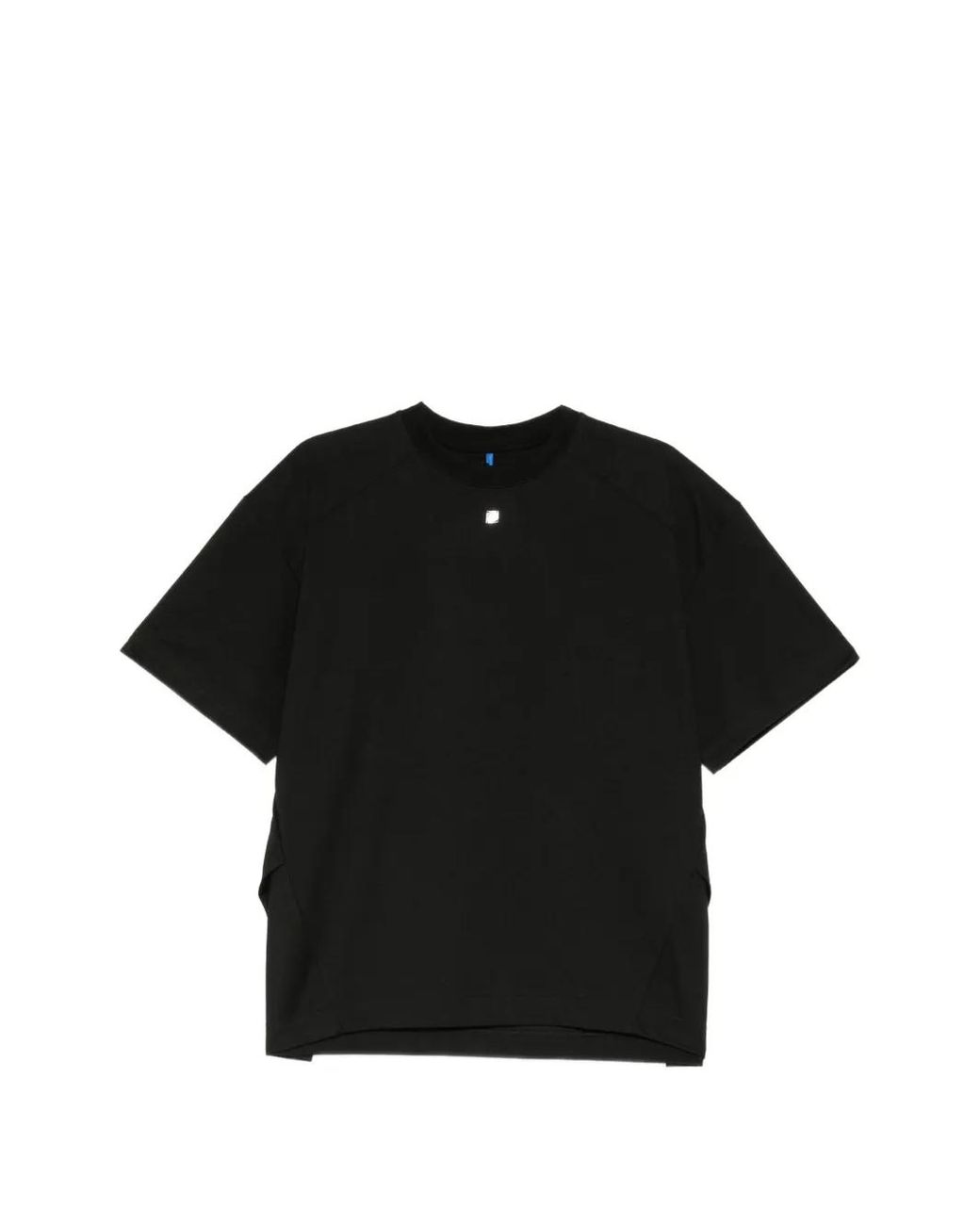 Adererror Black Logo-Patch Pleated T-Shirt for men