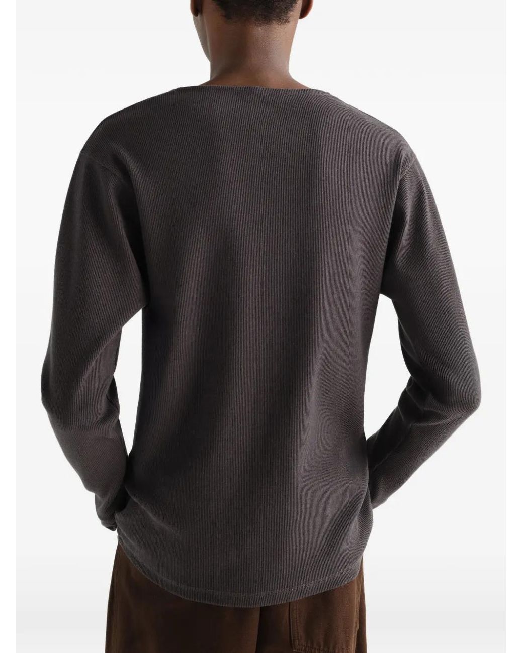 Lemaire Gray Long-Sleeve Henley T-Shirt for men