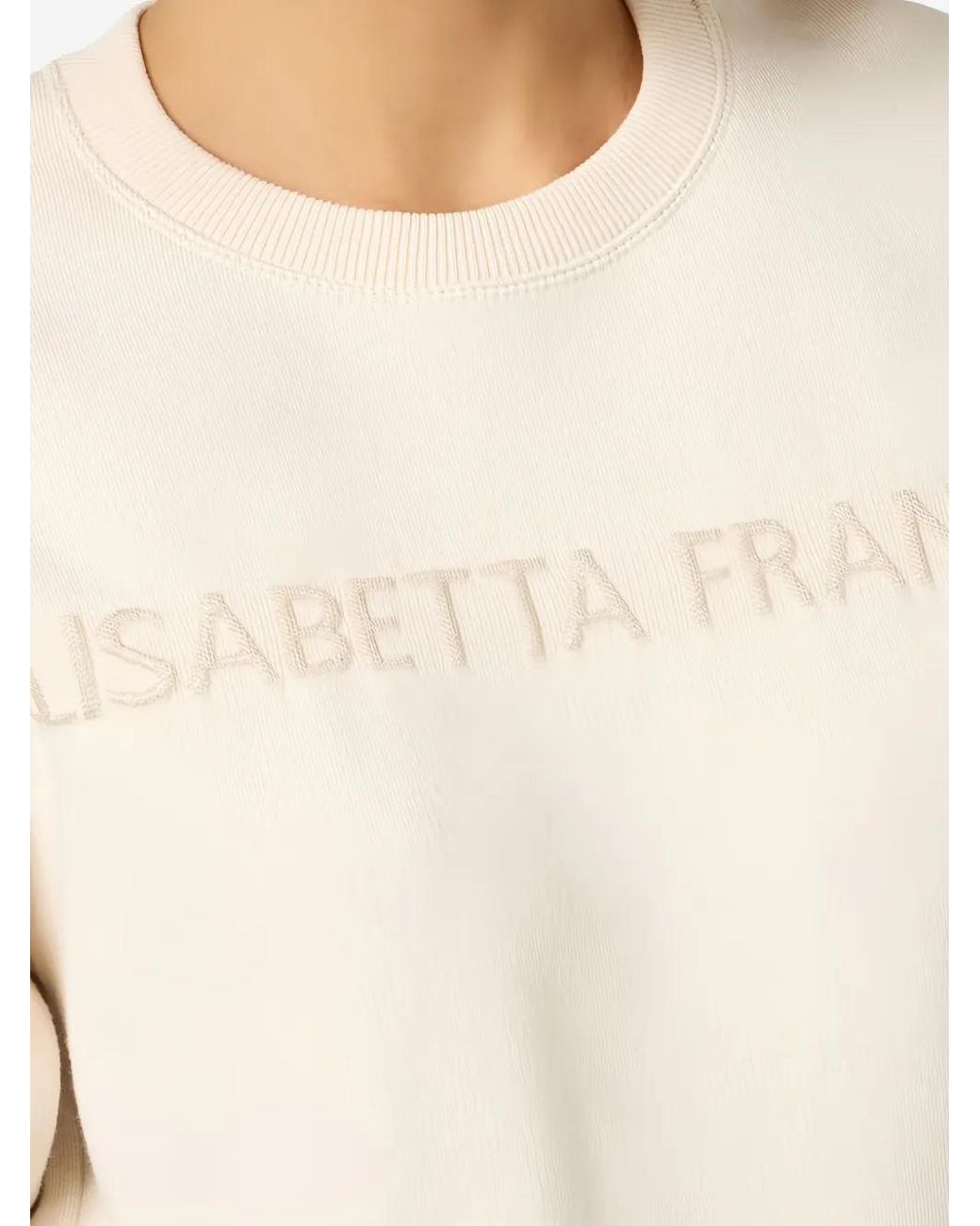 Elisabetta Franchi White Knit Sweatshirt With Logo