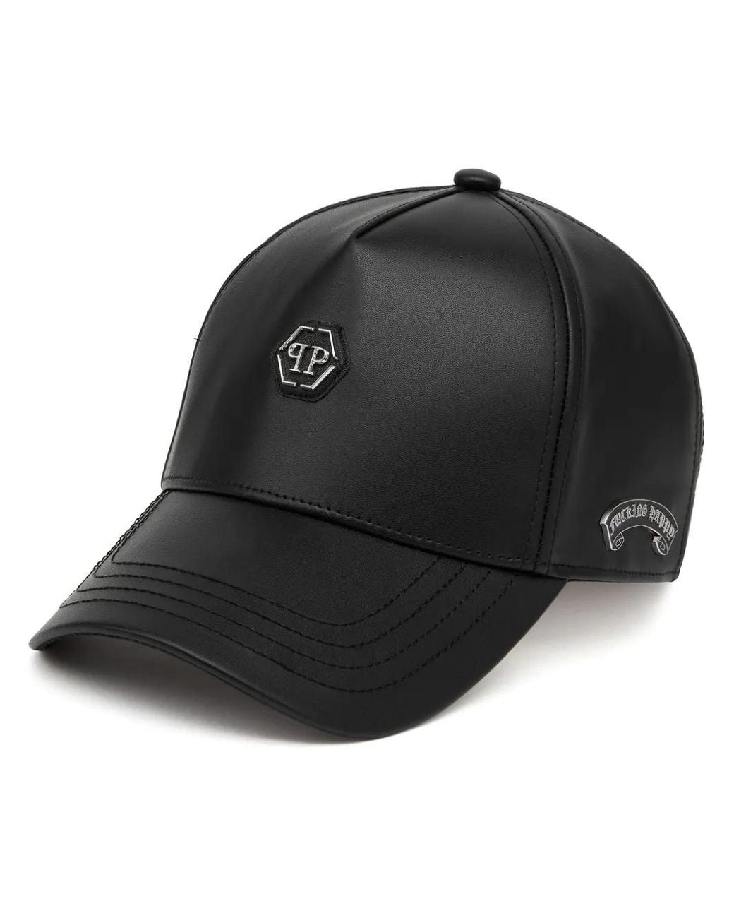 Philipp Plein Black Baseball Cap Hexagon
