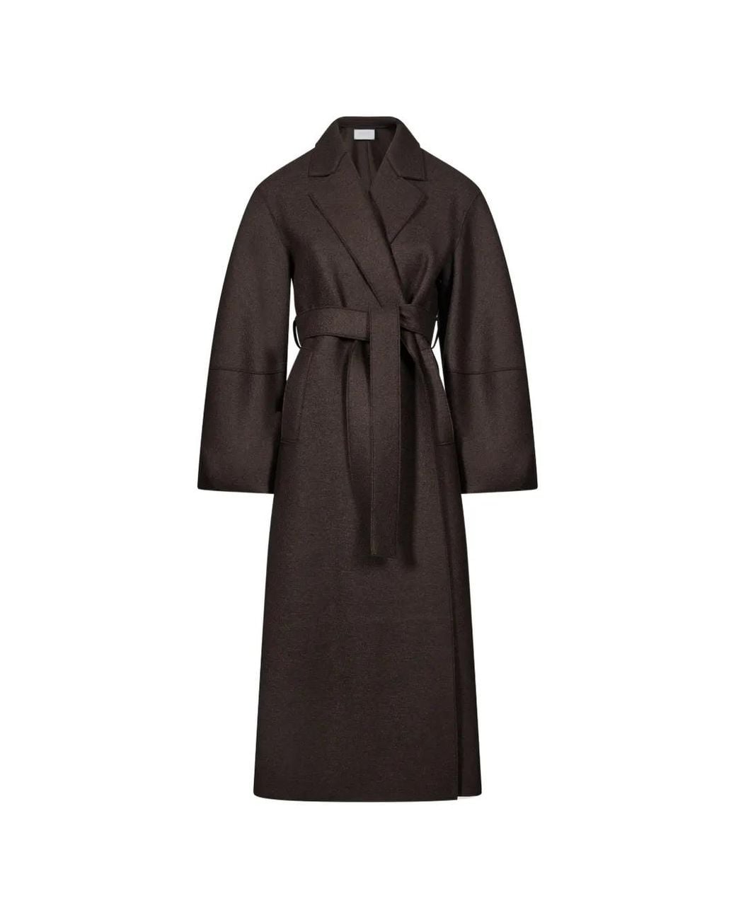 Harris Wharf London Black Belted Balloon-Sleeve Oversized Coat