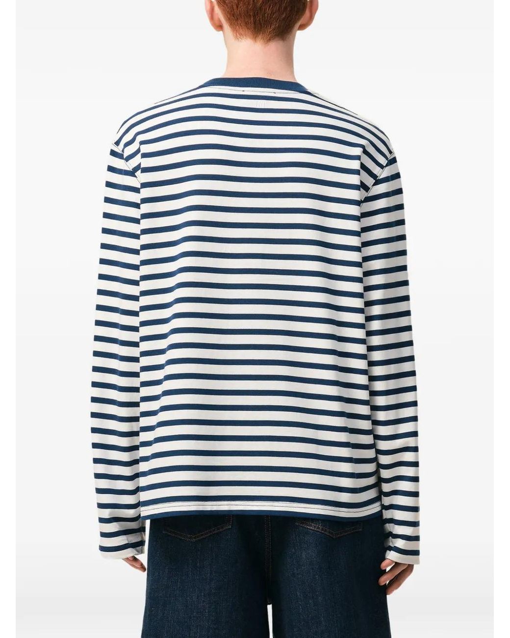 AMI Blue Ami De Coeur Striped T-Shirt