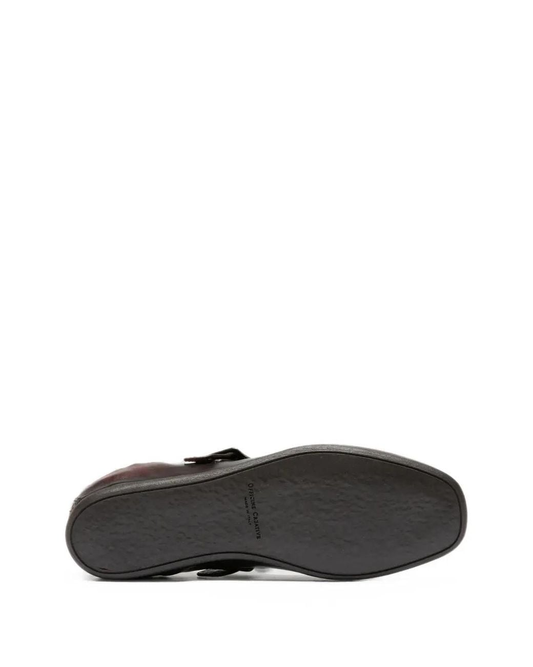 Officine Creative White T-Bar Perforated Buckle-Fastening Ballet Flats