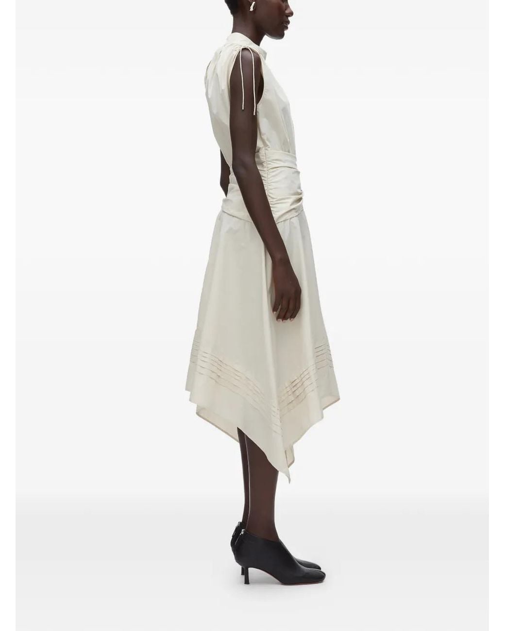 3.1 Phillip Lim White Robe Mi-Longue À Ourlet Asymétrique
