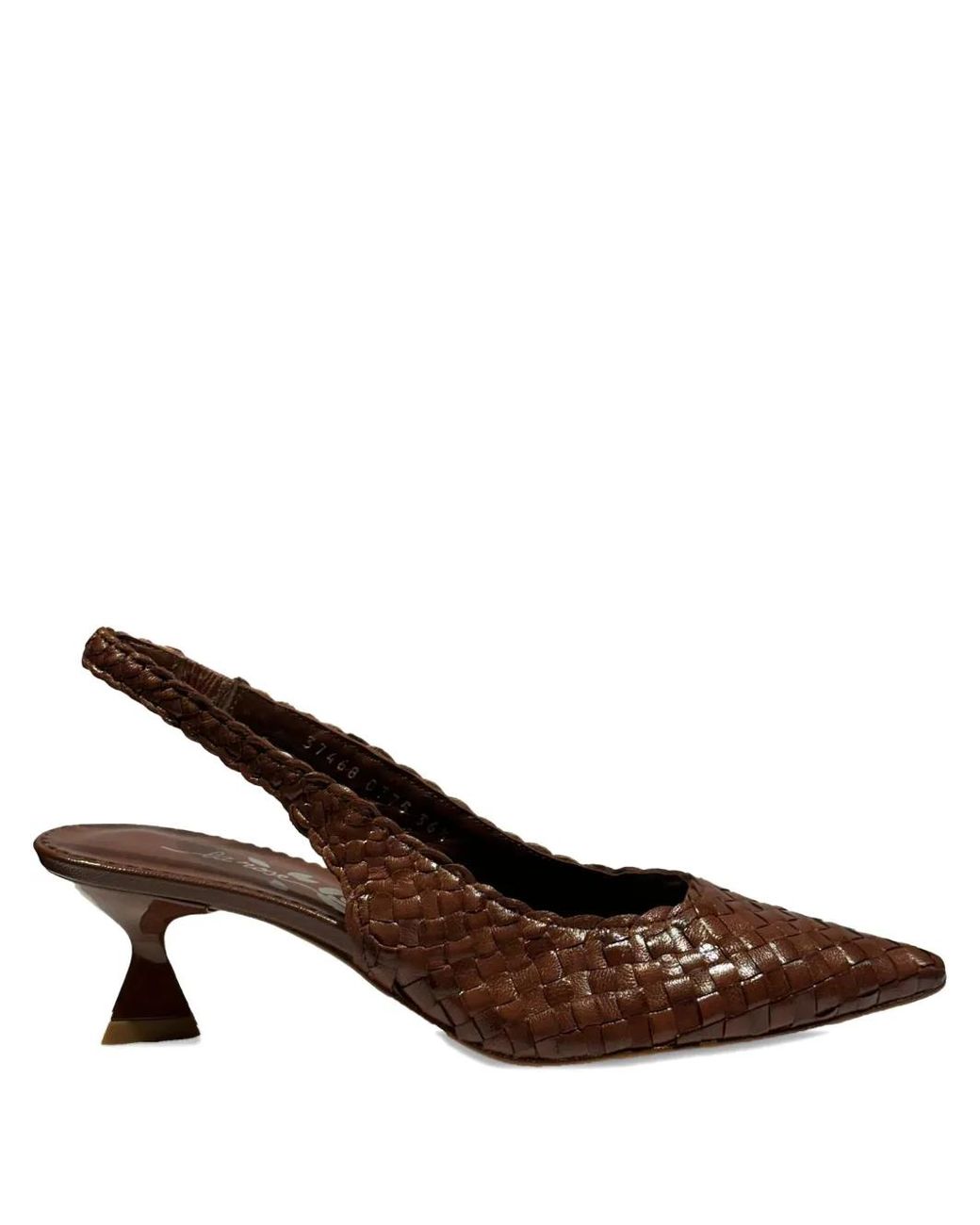 LA ROSE Brown Carol Woven Slingback Pumps