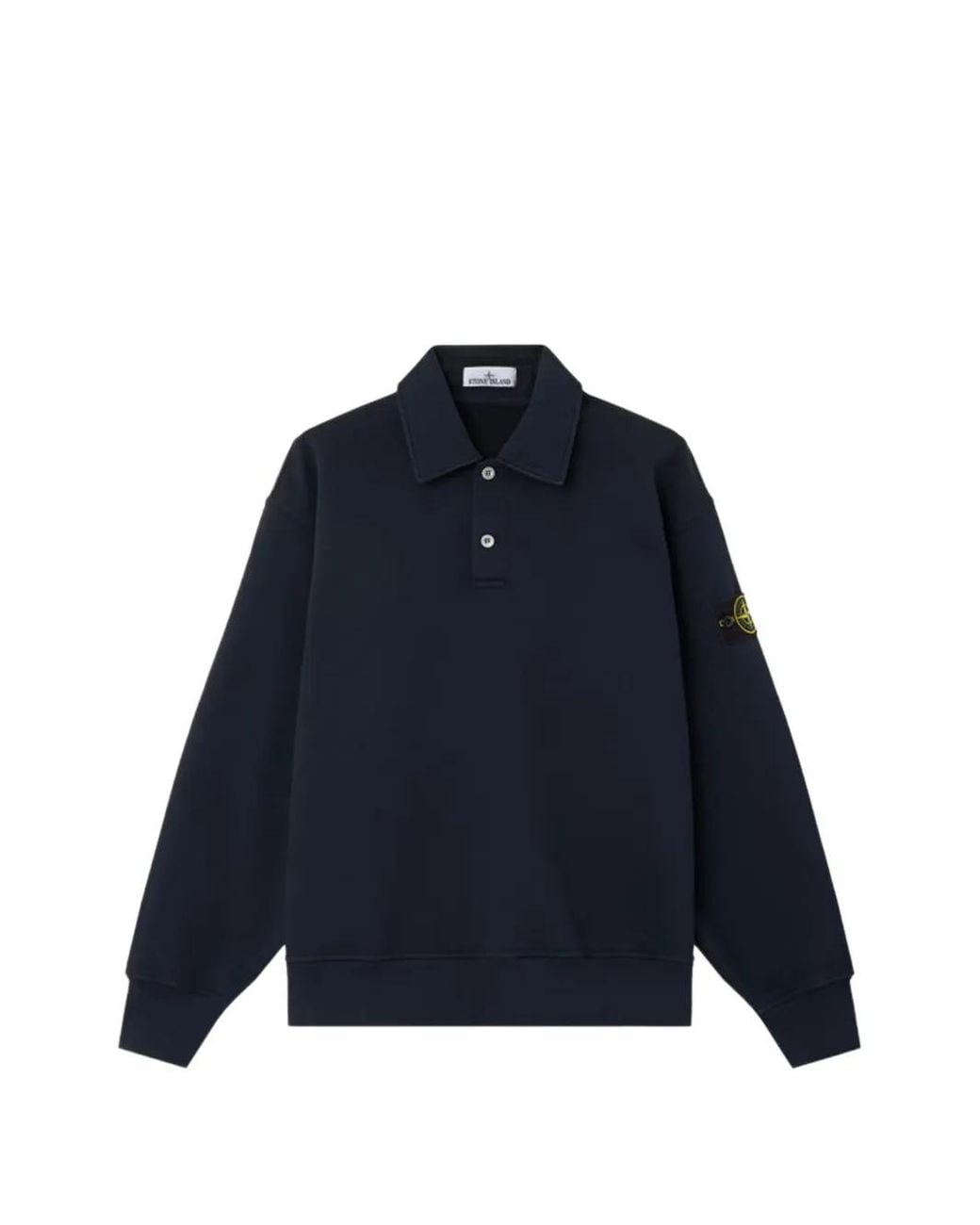 Stone Island Blue Tubular Cotton Fleece Polo Shirt for men
