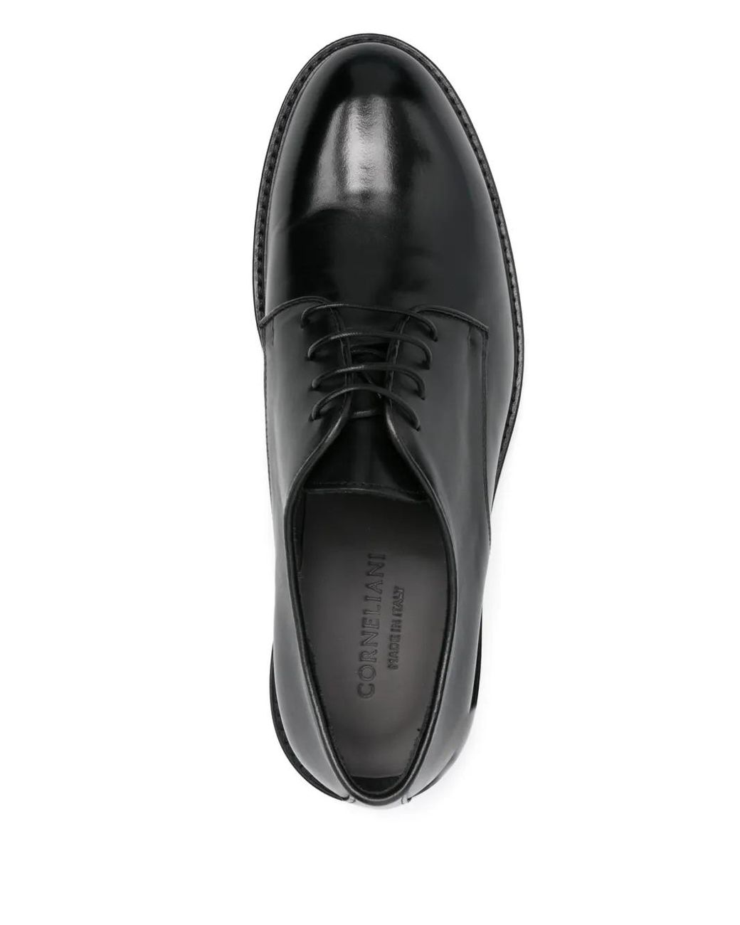 Corneliani Black Leather Derby Shoes for men