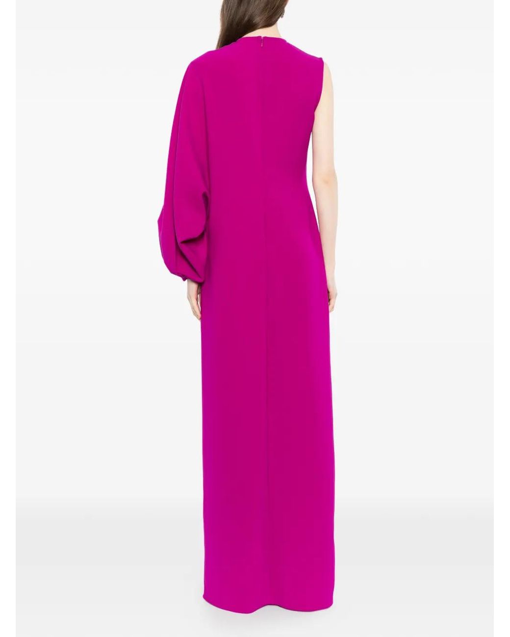 Amsale Pink One-Shoulder Maxi Dress