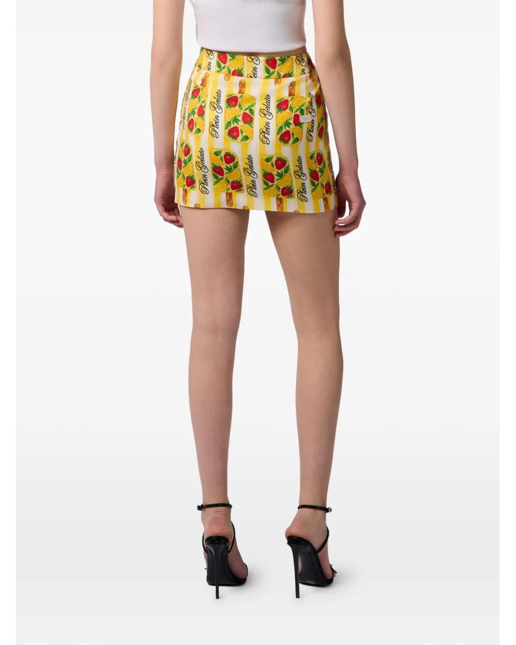 Philipp Plein Yellow Mini Skirt Plein Gelato