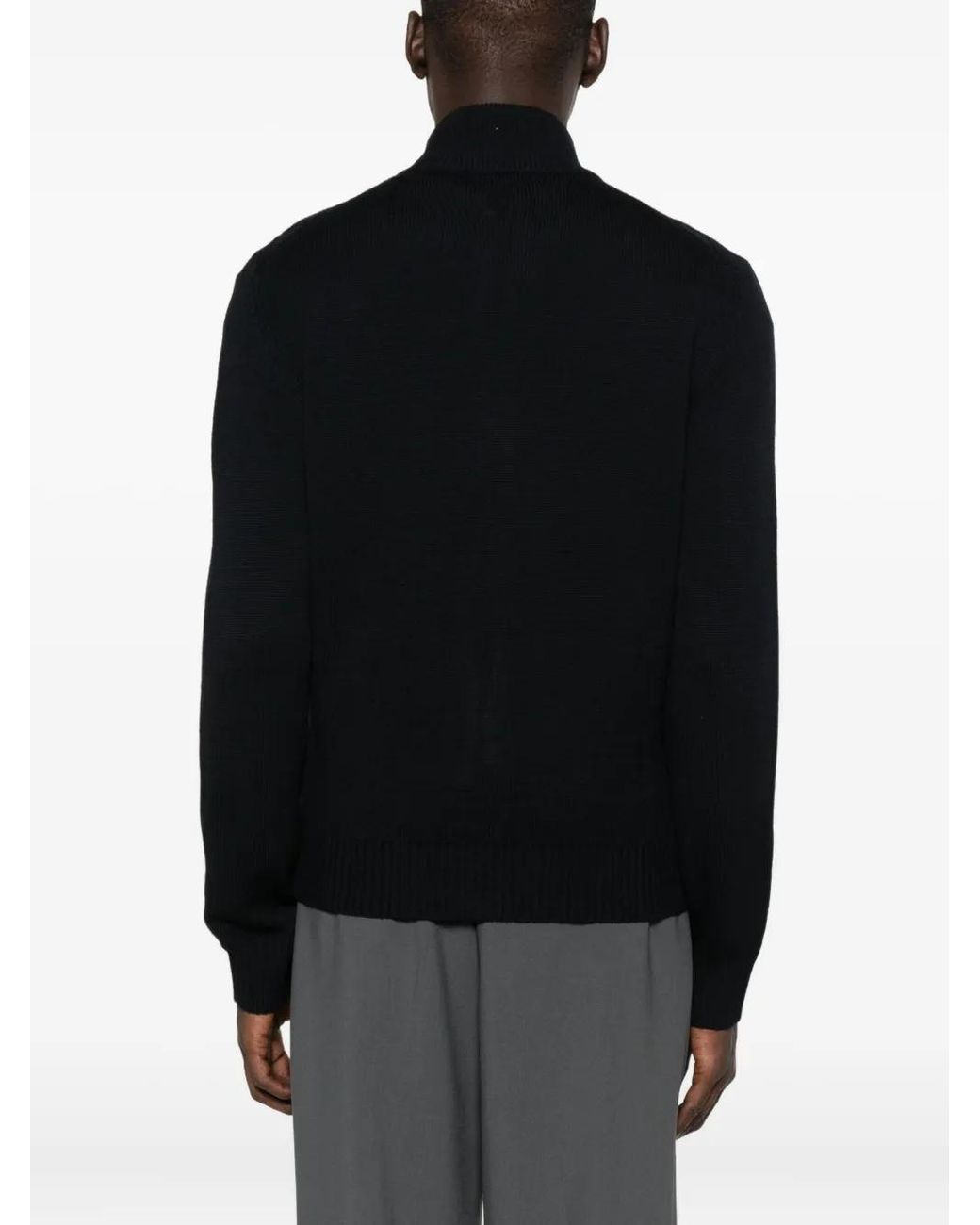 Canali Black Zip-Up Cardigan for men