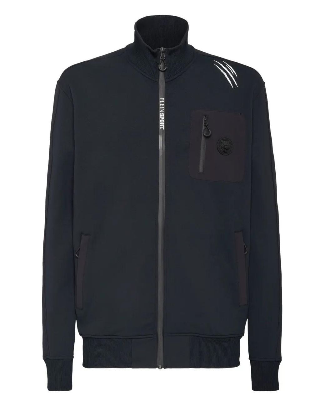 Philipp Plein Blue Scratch-Detail Zip-Up Jacket for men