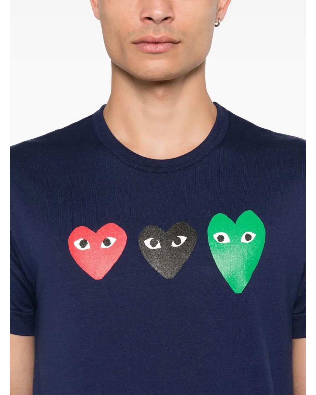 COMME DES GARÇONS PLAY Blue Heart-Print T-Shirt