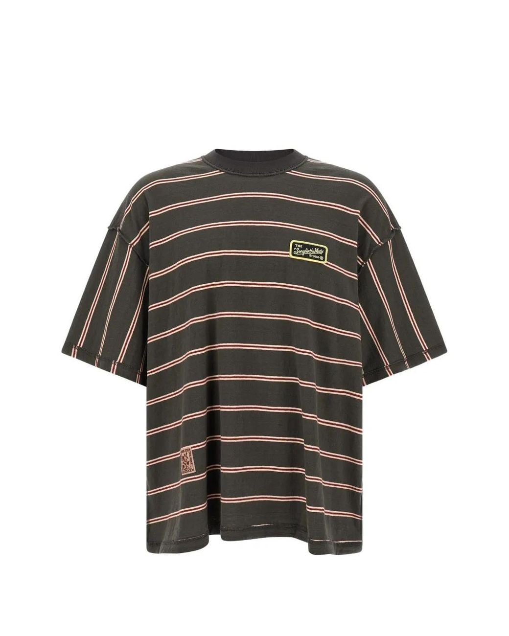 Song For The Mute Gray Gym Tee Striped T-Shirt for men