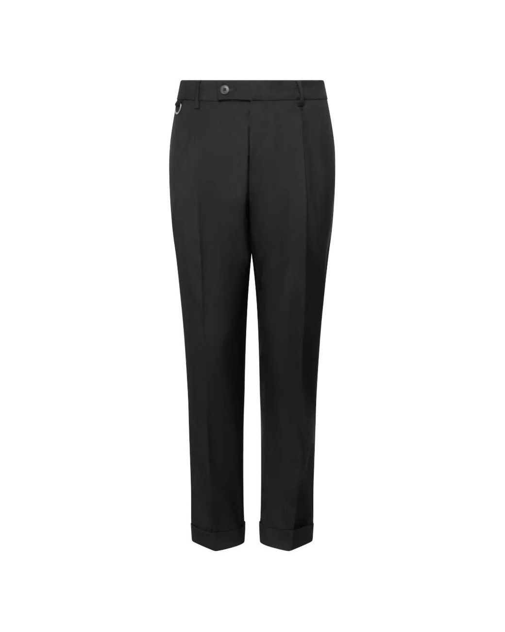 Low Brand Black Pleated Turn-Up Trousers for men
