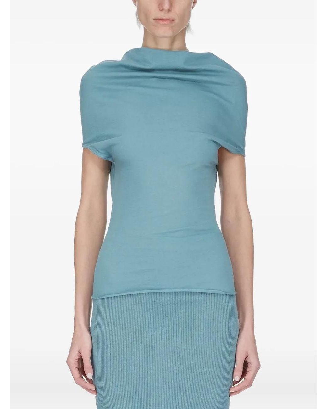 Rick Owens Blue Jersey Shroud Top