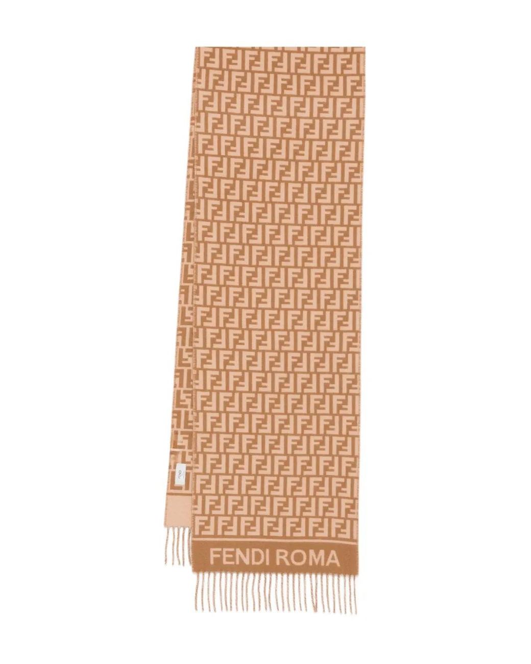 Sciarpa Con Frange E Logo di Fendi in Natural