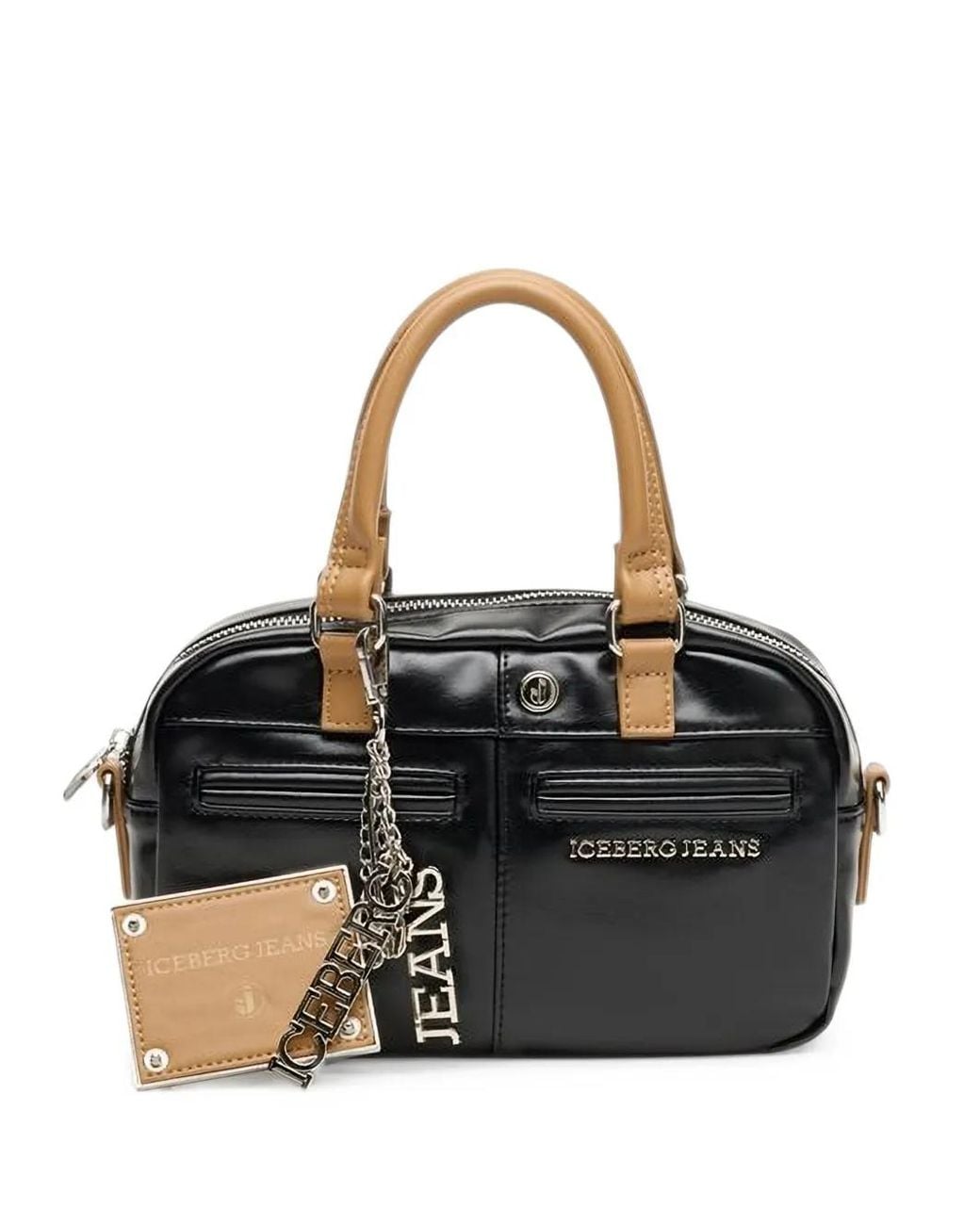 Iceberg Black Logo-Charm Tote Bag