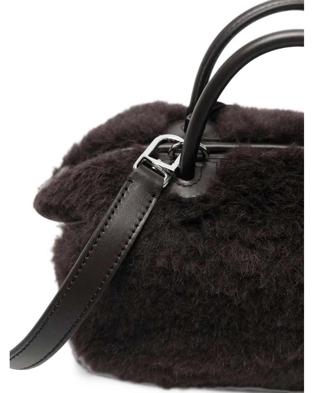 Max Mara Black Mxatedholdalls1 Teddy-Texture Bear-Charm Tote Bag