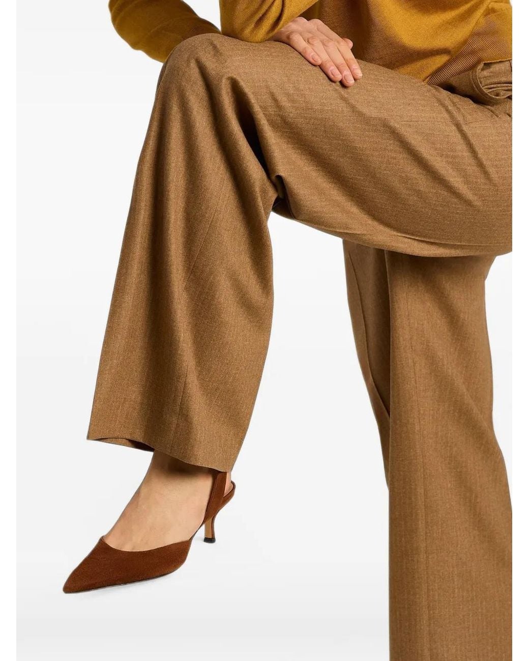 Kiton Brown Suede Pointed-Toe Slingback Pumps
