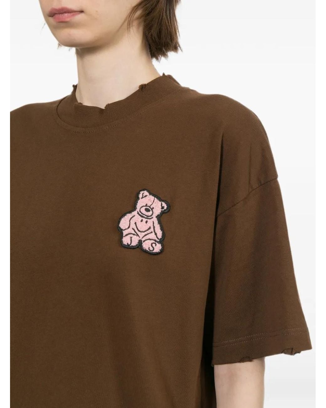 Joshua Sanders Brown T-Shirt À Effet Usé Et Patch