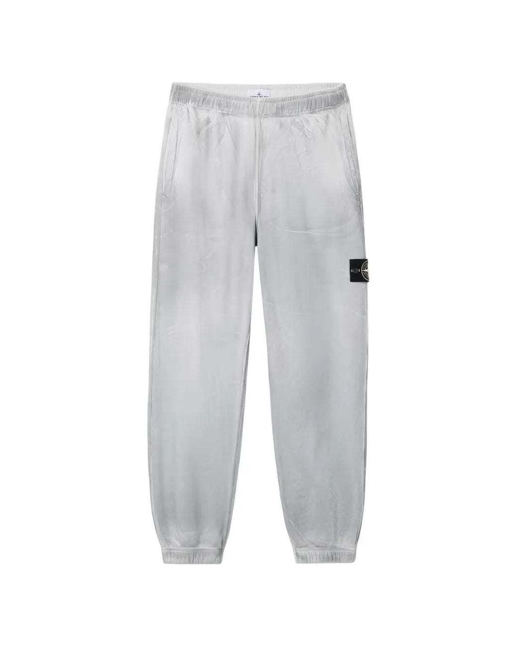 Stone Island Gray Logo Patch Sweat Pants for men
