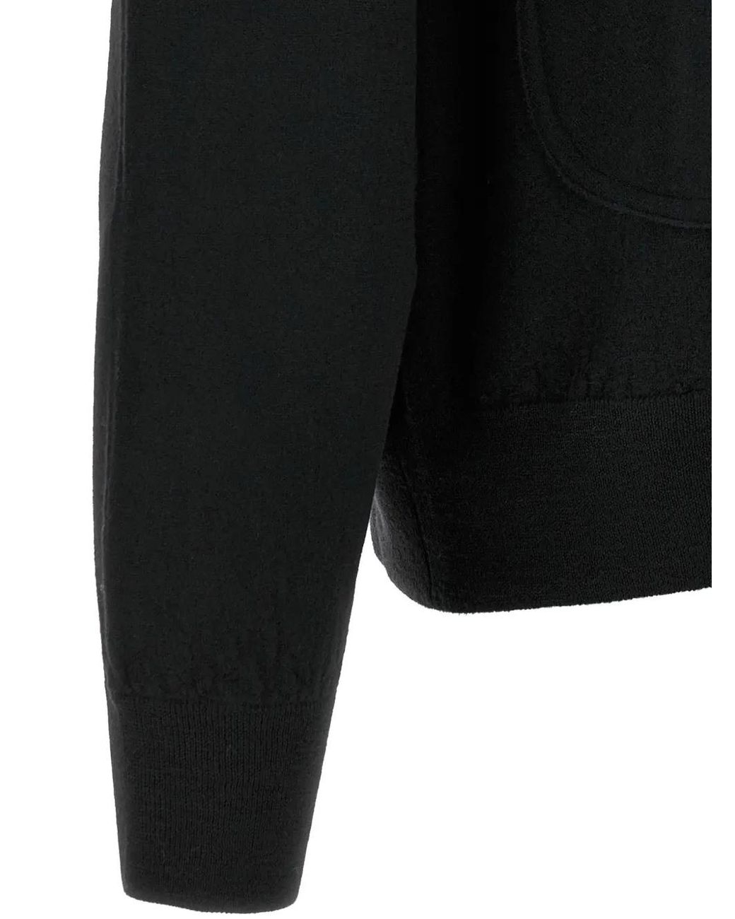 Oliver Lattughi Black Zip-Up Merino-Wool Sweater for men