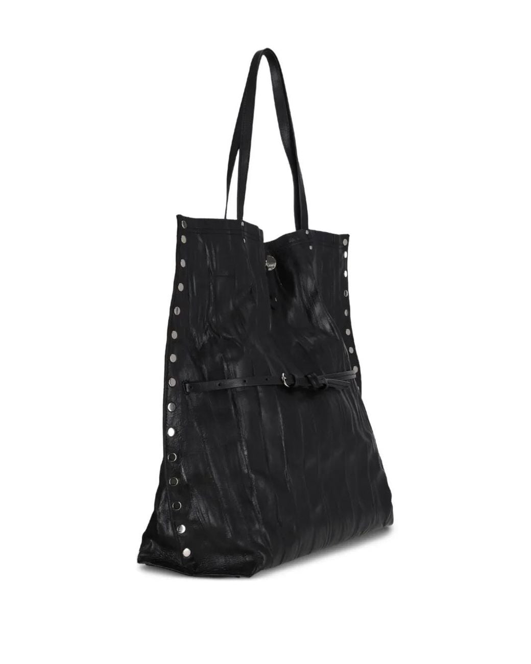 Zanellato Black Medium A' Spasso Allacciata Plisse' Tote Bag