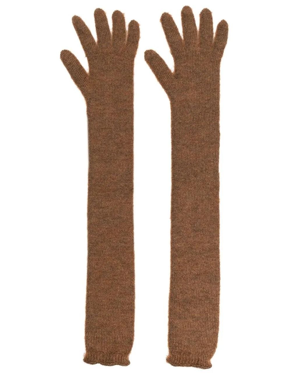 Max Mara Brown Knitted Long Gloves
