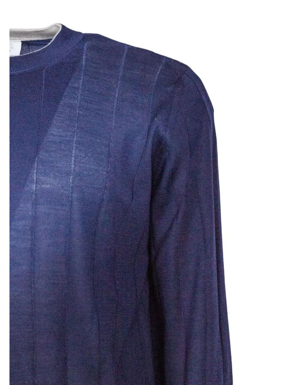 Eleventy Blue Ribbed-Knit Sweater for men