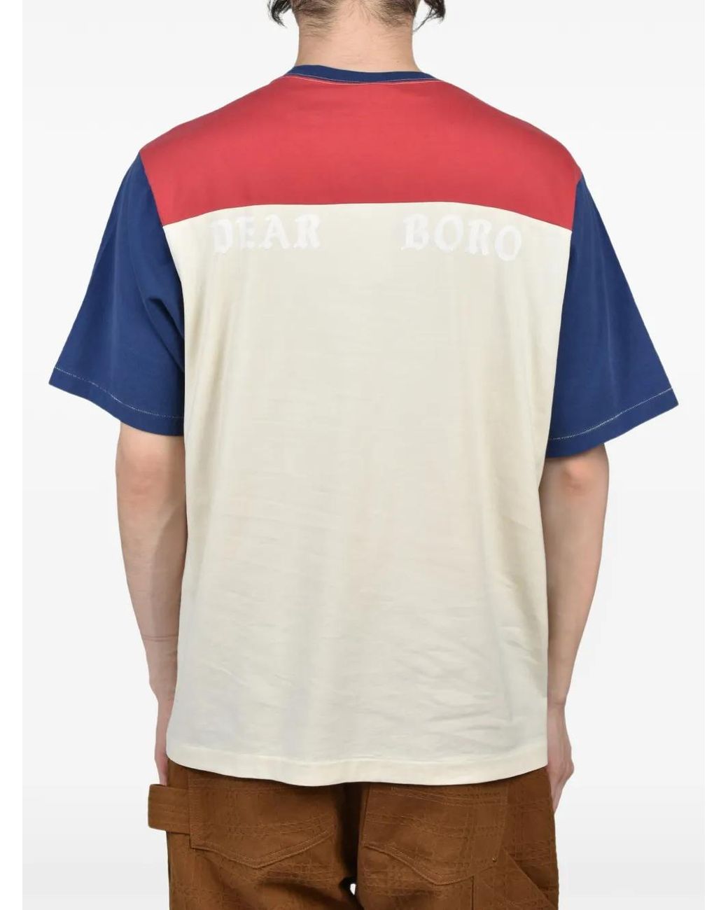 Dear BORO Red T-Shirt Colour Block À Logo Imprimé for men