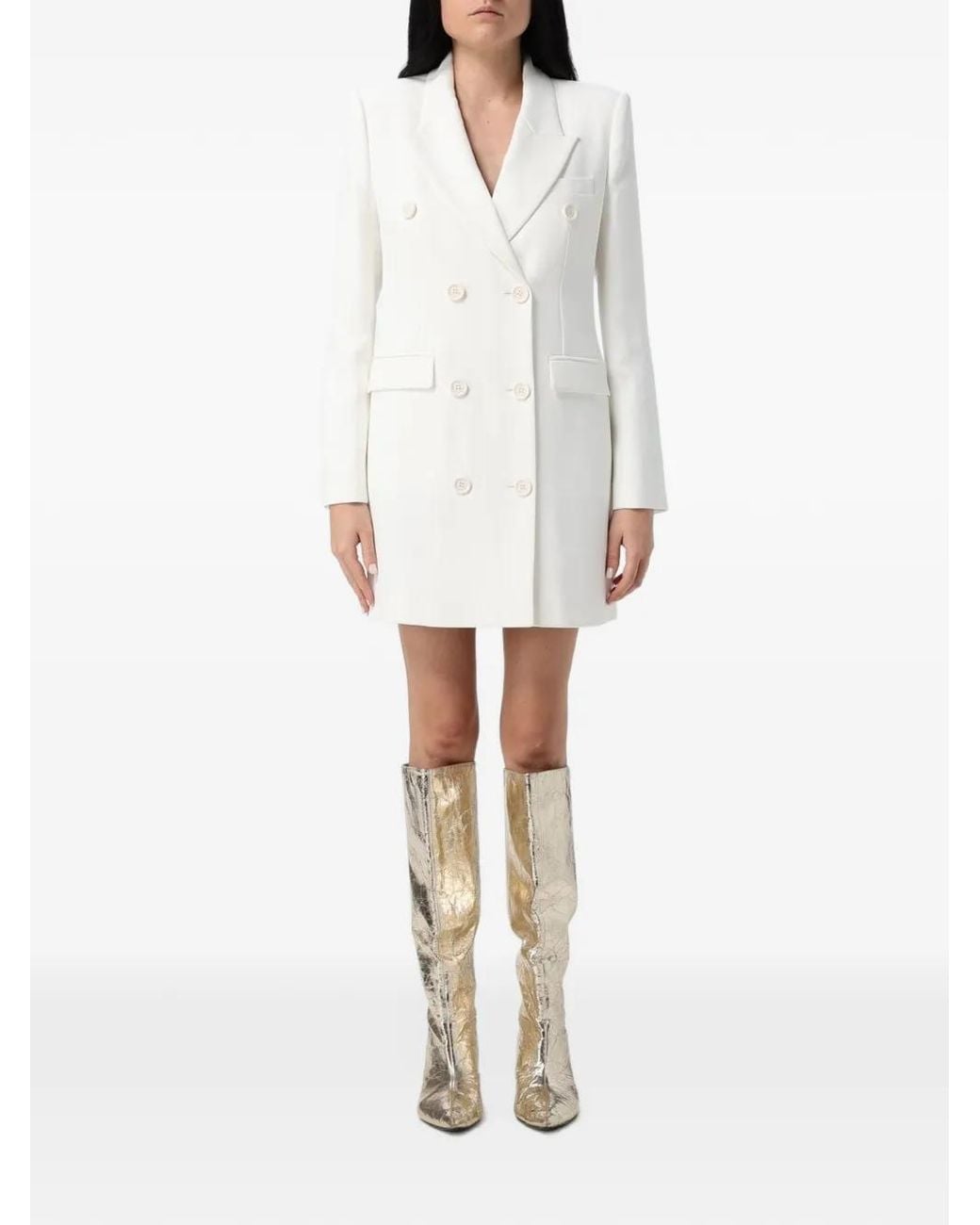 Elisabetta Franchi White Flowing Gabardine Dress