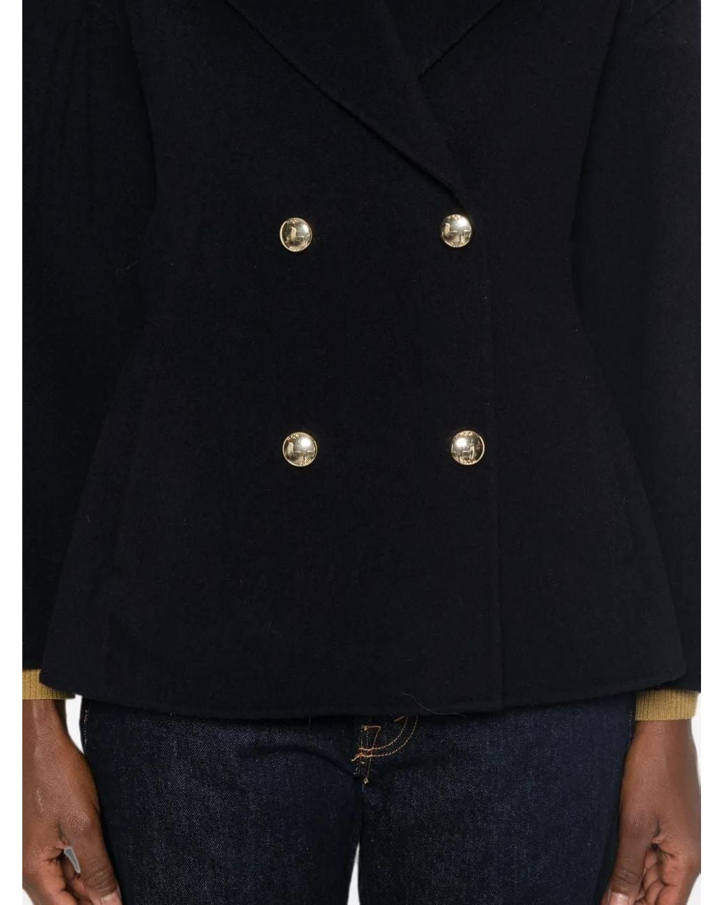 Maje Black Fitted Double-Faced Coat