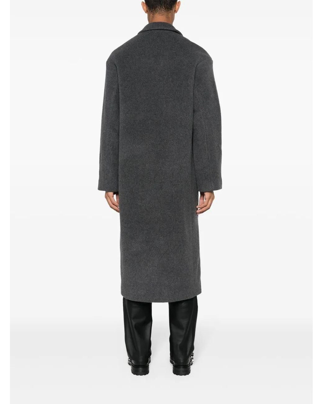 Séfr Black Notched-Lapels Single-Breasted Coat for men