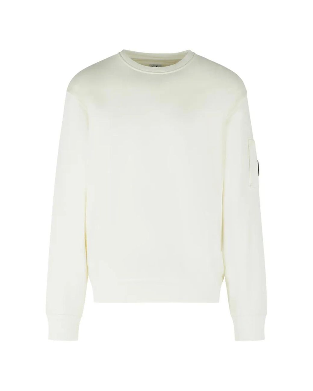 C P Company White C.P.Company Cotton Diagonal Fleece Sweatshirt for men
