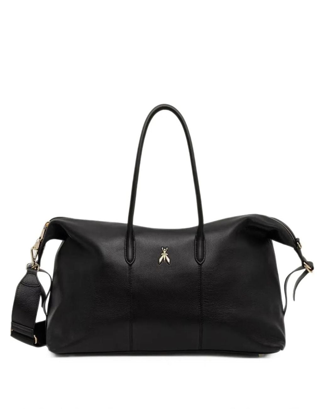 Patrizia Pepe Black Logo-Plaque Leather Tote Bag
