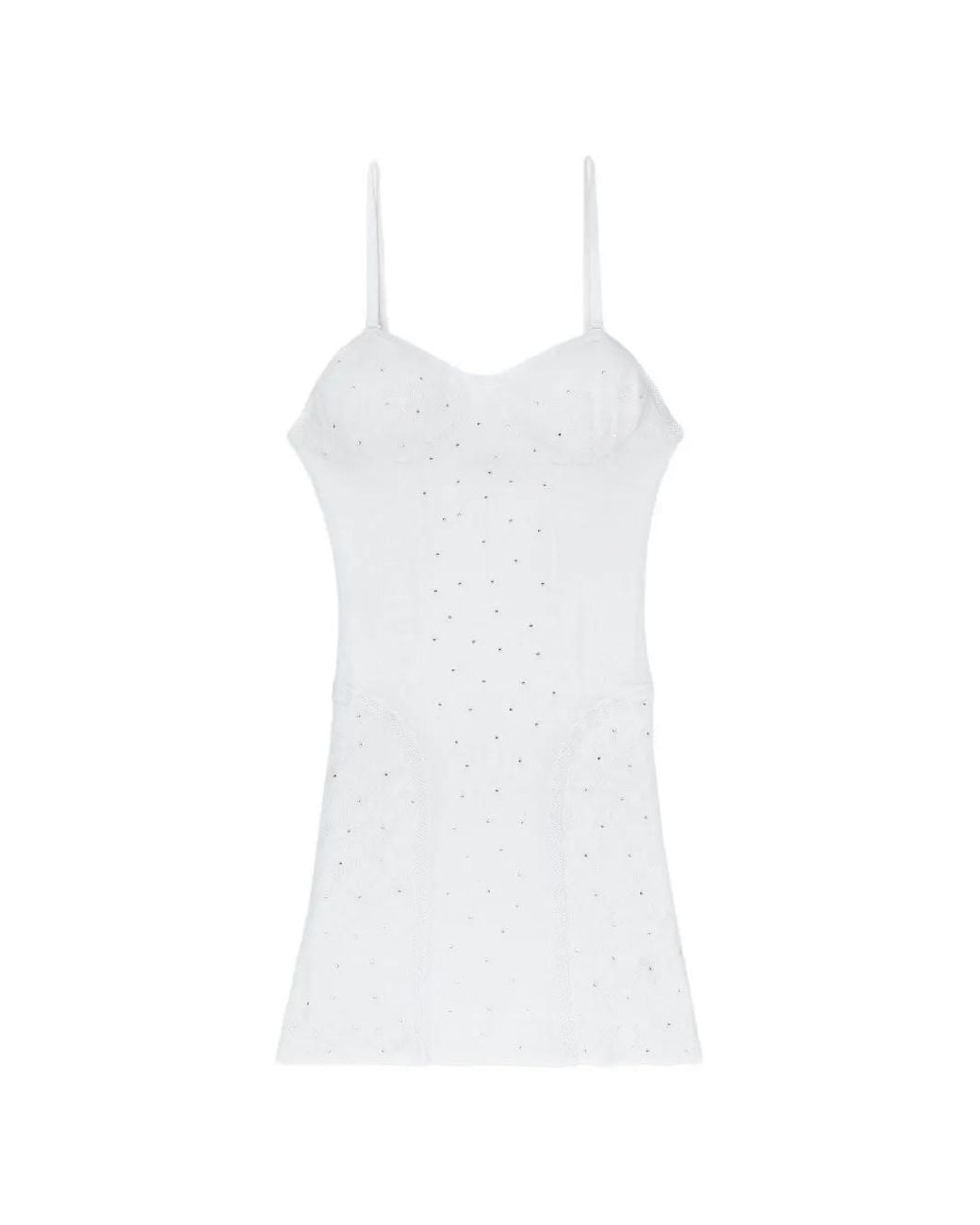 Area White Crystal-Embellished Mini Dress