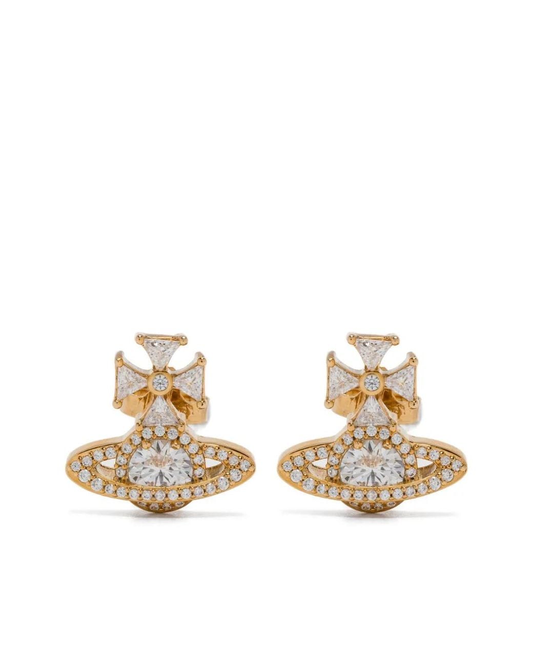 Vivienne Westwood Metallic Orb Cross Cubic Zirconia Earrings